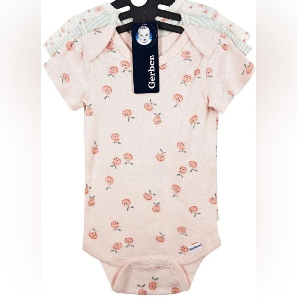 Gerber Baby Girl 3‑Pack Short Sleeve Bodysuits Onesies 3‑6M Cotton New